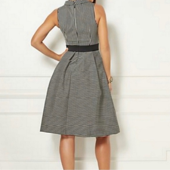 EVA MENDEZ New York & Company Black/White Stripe Pleated Dress - Picture 6 of 6